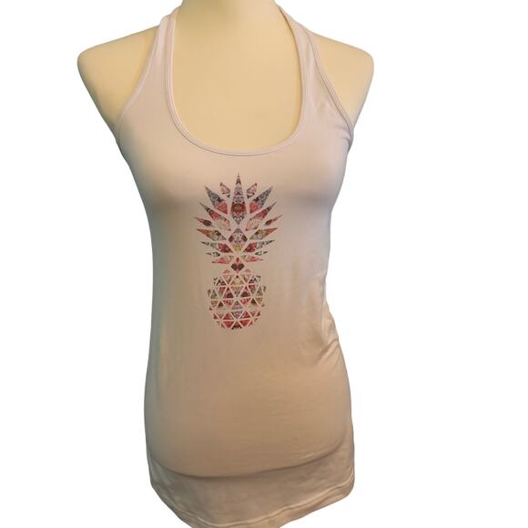 Lululemon Size 8 Cool Racerback Tank Flowabunga Pineapple White EUC! Rare! - Picture 1 of 5
